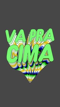 Animaci&oacute;n Tipogr&aacute;fica Vertical &iexcl;Va pra Cima! 9x16 Grito de Aliento Brasile&ntilde;o con Clones Rounded en Onda para Apoyo y Festejo de la Verdeamarela