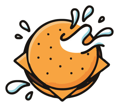 Cheeseburger splashing liquid top-down vector illust.... Generative AI