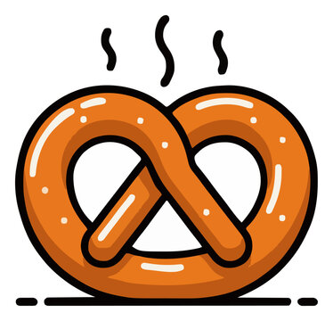 Soft pretzel steaming hot vector illustration isolated. Generative AI
