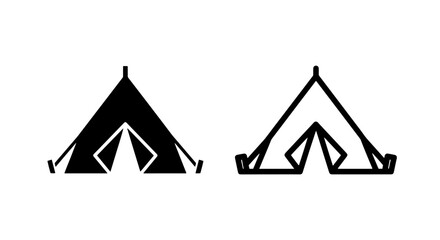 Camping tent icon vector design set with adventure vacation recreation © MdDelowar
