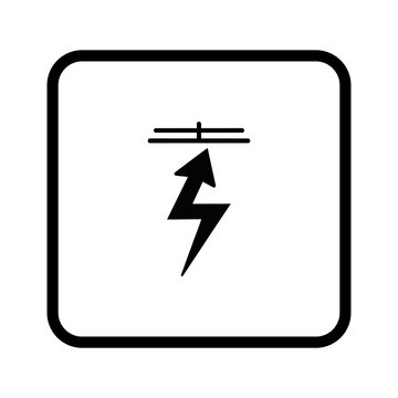 Black lightning bolt with arrow, on