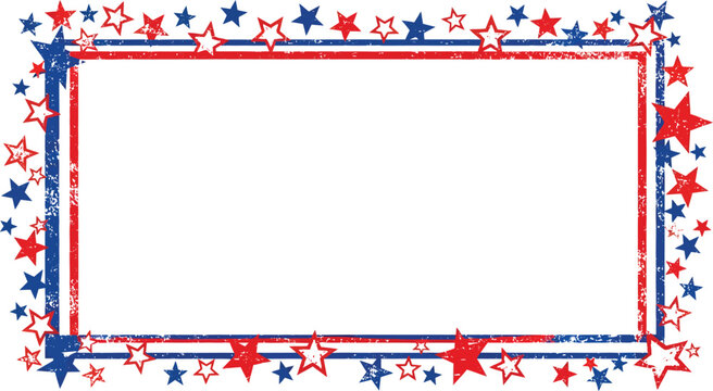 USA flag colors patriotic star border frame