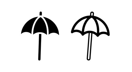 Fototapeta premium Sun umbrella icons in solid and stroke graphic design styles with umbrella