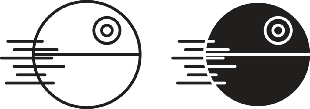 Death star icon for web. Thin outline icons pack. Vector illustration