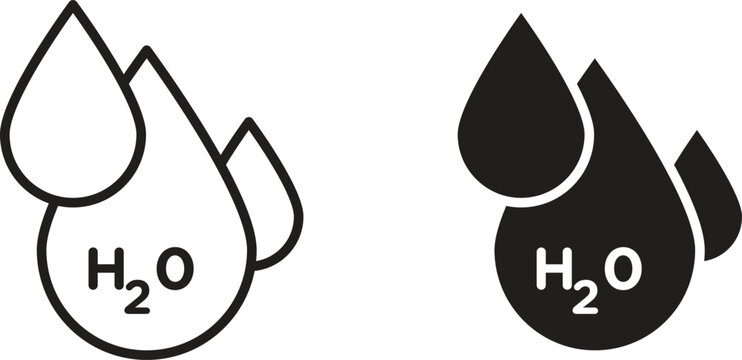 H2o icon for web. Thin outline icons pack. Vector illustration