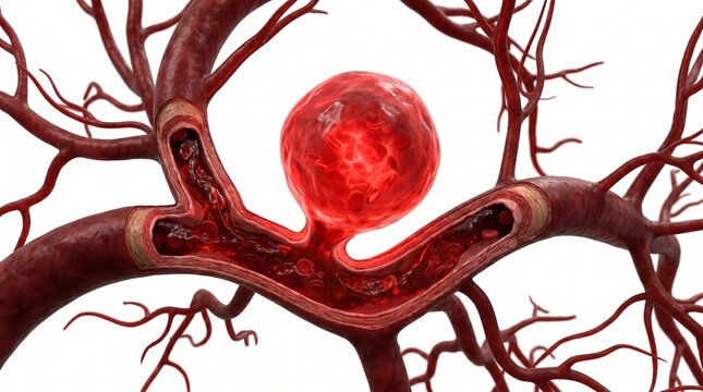 3D Microscopic Diagram of a Cerebral Berry Aneurysm on a Brain Artery
