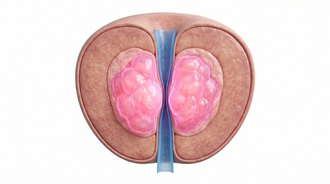 3D Anatomical Cross-Section of Benign Prostatic Hyperplasia Compressing the Urethra