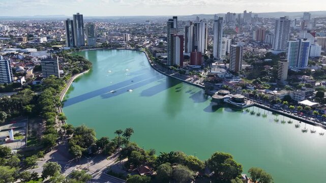 Lakefront Park In Campina Grande In Paraiba Brazil. Lakefront Landscape. Beautiful Cityscape. Lakefront Park In Campina Grande In Paraiba Brazil. Downtown Skyline. Tourism Landmark. 