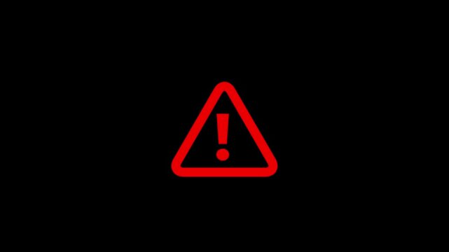 Red warning triangle with disclaimer text animation for safety alerts and legal notifications caution