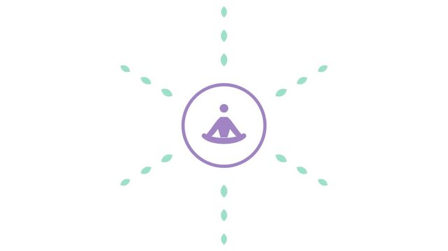 Meditating Yoga Figure Silhouette with Expanding Geometric Energy Petals