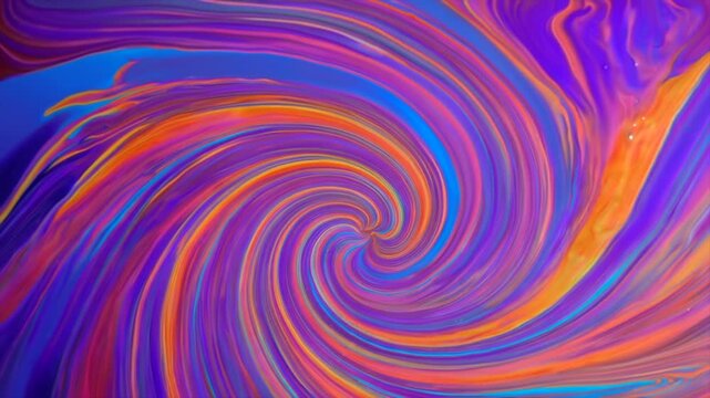 Vibrant abstract spiral with flowing rainbow gradients, dynamic swirl pattern creating motion and depth, colorful liquid-like texture for backgrounds, music visuals, creative design, and digital art