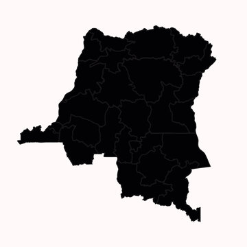 Democratic Republic of Congo map silhouette administrative divisions isolated 