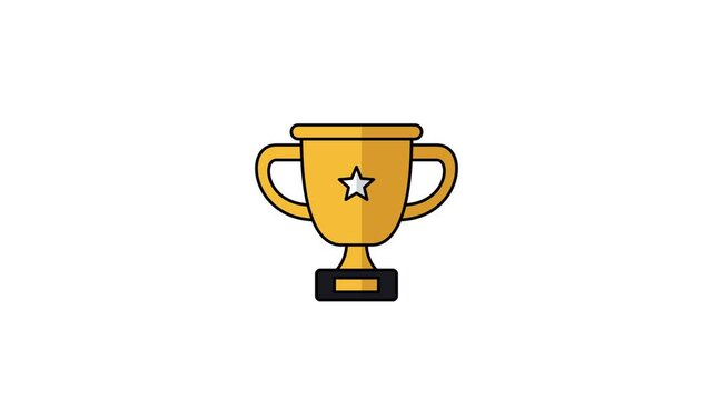 Golden Champion Trophy Cup with Star Icon Animation