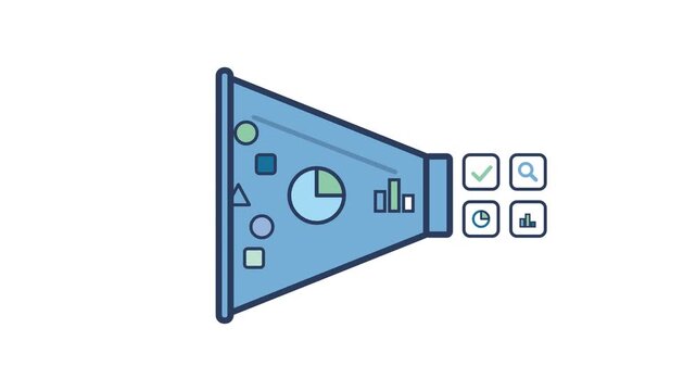 Data Funnel Filtering Abstract Shapes into Processed Icons