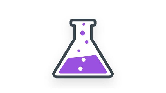 Purple Bubbling Chemistry Laboratory Flask Experiment Animation