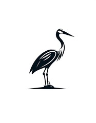 Obraz premium A black silhouette of a standing heron with long neck and legs
