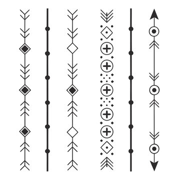 Tribal boho arrows and borders for modern design.