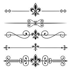 Elegant dividers ornate flourish fleur de lis and swirls. © Mst. Akhi  Khatun