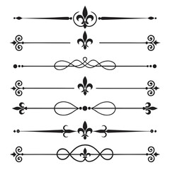 Decorative flourishes with fleur de lis symbol set. © Mst. Akhi  Khatun