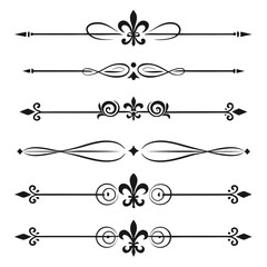Ornate vector dividers with fleur de lis symbols. © Mst. Akhi  Khatun