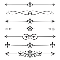 Vintage floral text dividers with fleur de lis. © Mst. Akhi  Khatun