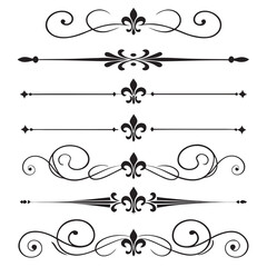 Set of minimalist royal fleur de lis flourishes. © Mst. Akhi  Khatun
