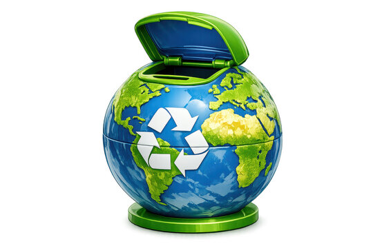 Globe Shaped Recycling Bin with Open Lid