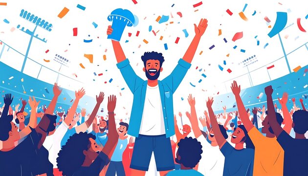 Business team celebrating success with colorful confetti.