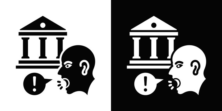 Political Hostility Icon White And Black Background Style