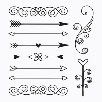 Decorative flourishes and elegant arrow dividers.
