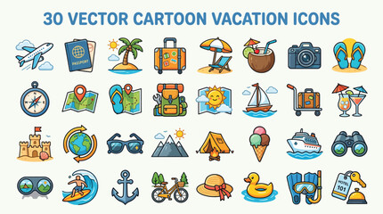Fototapeta premium Travelers enjoy vacation icons with various transportation and leisure activities