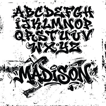 Graffiti style alphabet with madison text