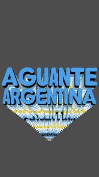 Animaci&oacute;n Tipogr&aacute;fica Vertical &iexcl;Aguante Argentina! 9x16 Frase de Aliento Rounded en Onda y Clones de la Hinchada Albiceleste