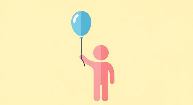 Child holding colorful balloon on string outdoors.