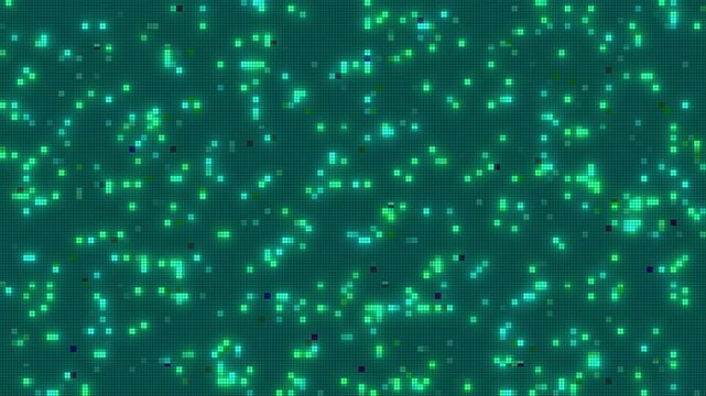 Green Digital Pixel Data Grid Loop Animation for Technology and Cyber Security Background