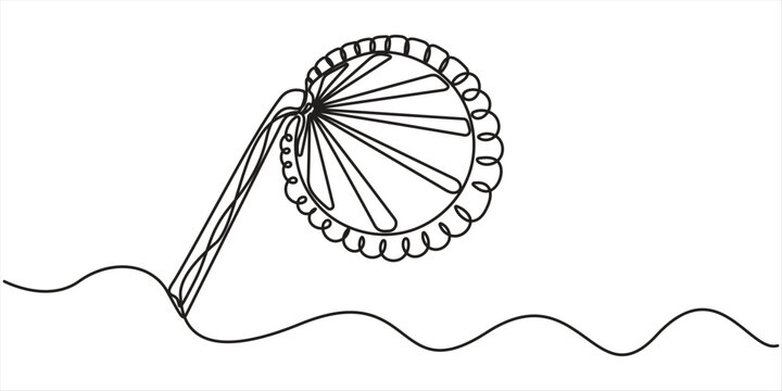 Tal pata pakha continuous one line drawing, minimalist isolated design, outline illustration in white background.