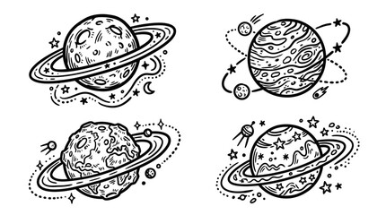 Hand-drawn Planets and Celestial Bodies Collection © kacang