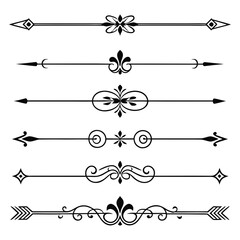 Set of vintage decorative divider lines borders. © KHUKUMONI