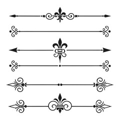 Set of heraldic french fleur de lis dividers. © KHUKUMONI