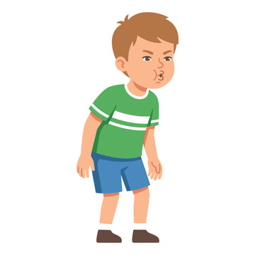 Illustration of an Annoyed Young Boy with Puffy Cheeks Showing Frustration and Discontentment