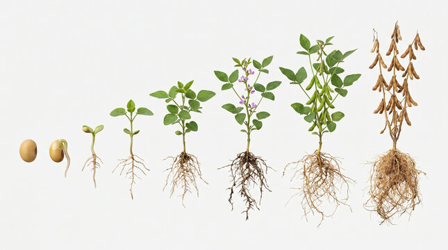 Soybean Growth Stages on White.
