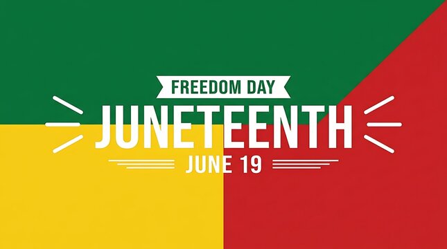 Juneteenth Freedom Day, June 19th, Celebratory Background, Green Yellow Red