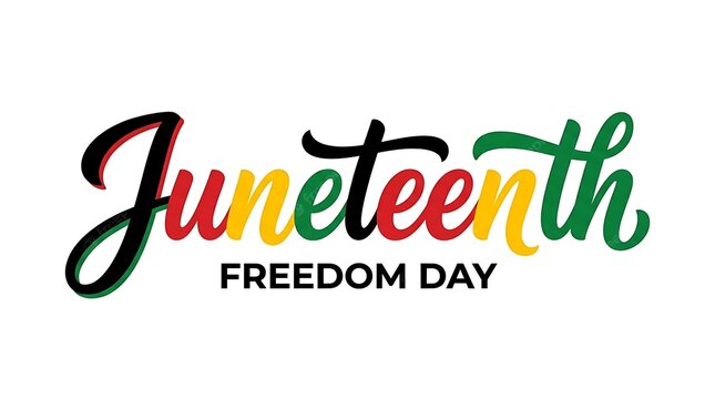 Juneteenth Freedom Day, Celebratory Text, Holiday Greeting, Colorful Typography