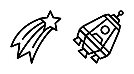 Stylized Rocket Ship and Shooting Star Icons © kiwil