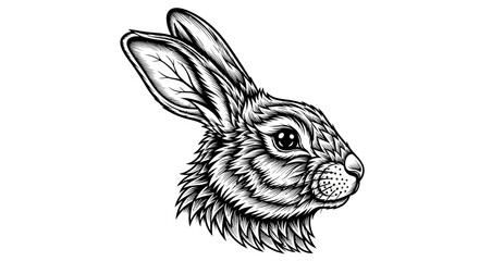 Detailed illustration of a rabbit head. © Nanang