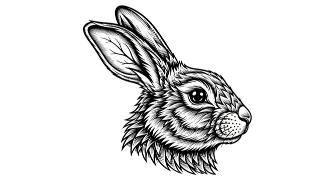 Detailed illustration of a rabbit head.