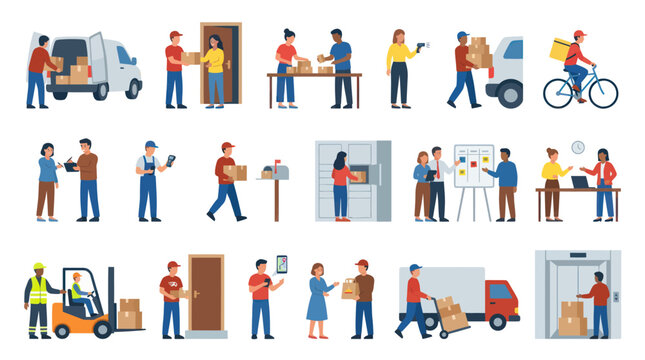 Flat Vector Icons: Delivery, Logistics, Shipping, Warehouse, Courier Services