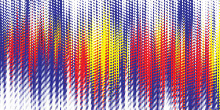 Colorful Abstract Halftone Waveform Background With Vertical Dotted Lines And Retro Pop Art Texture