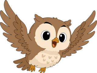 Flying owl cartoon illustration © Teddy