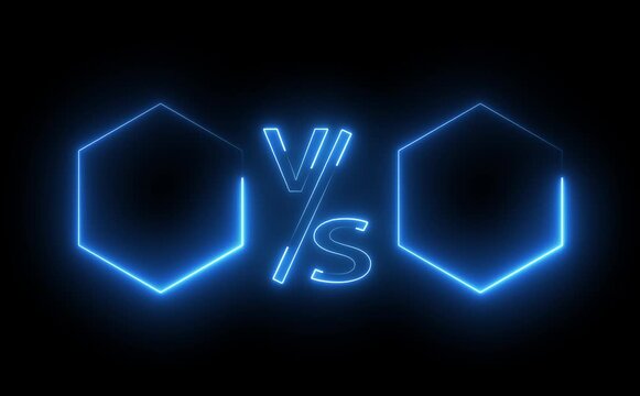 neon Verses 3D text pink and blue Game Play, and fight scene concept Motion graphics Animation 4k. Abstract neon verses animated isolated on black background.